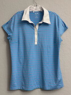 Adidas Climalite Women’s Striped Short Sleeve Polo Golf Shirt Size XL Blue